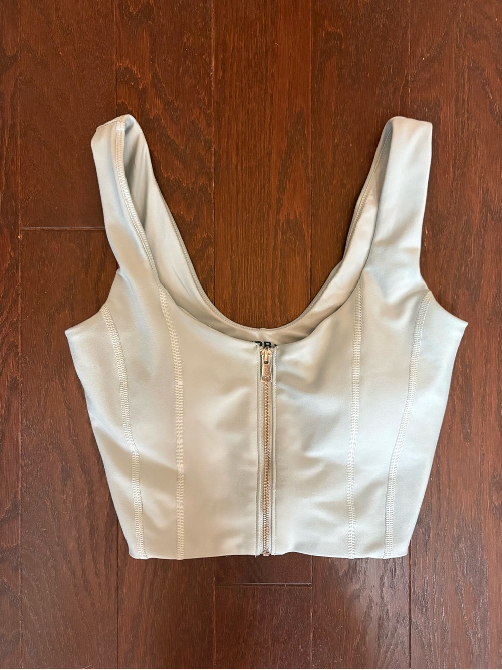 YPB Women’s Mint Green Zip-Front Cropped Tank Top
